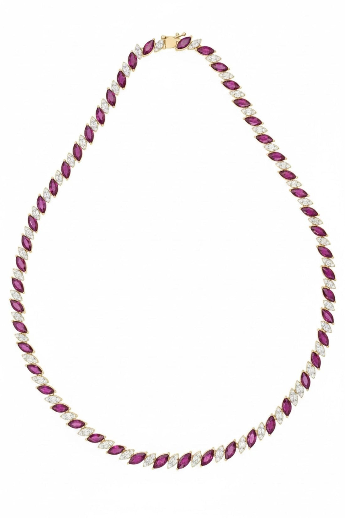 Viscountess Statement Tennis Necklace Ruby Gold-2