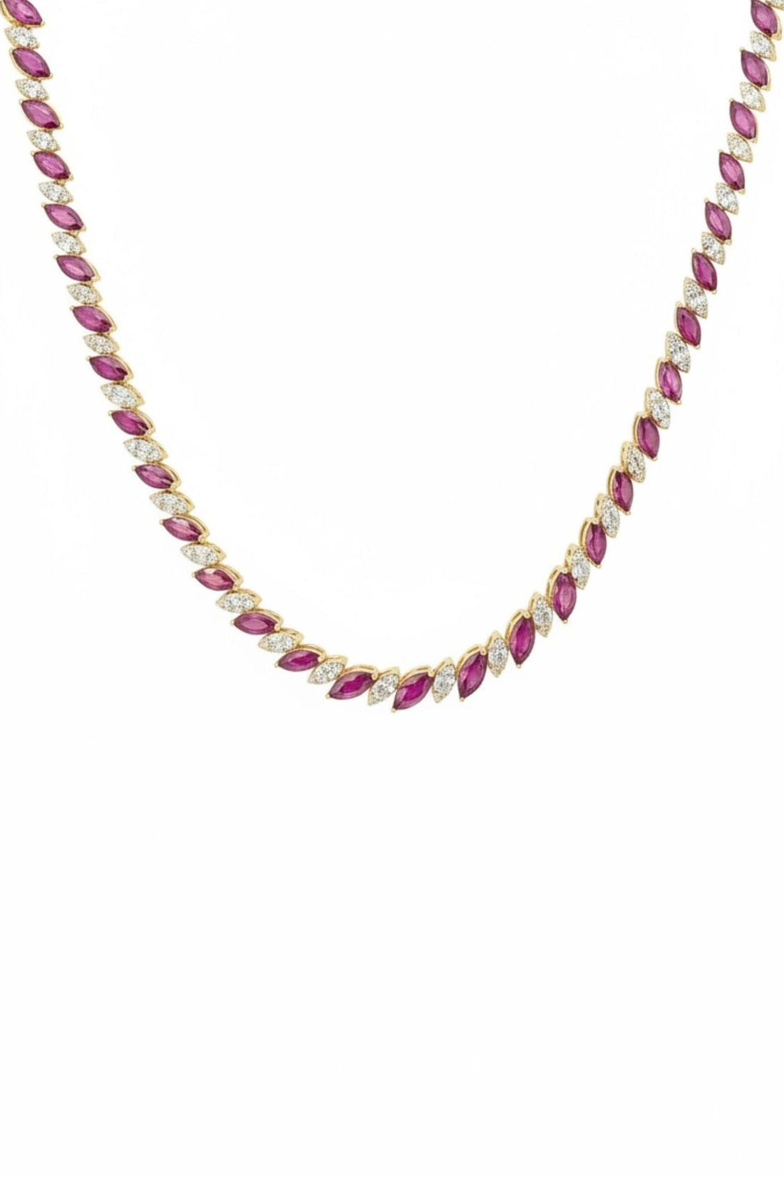 Viscountess Statement Tennis Necklace Ruby Gold-0