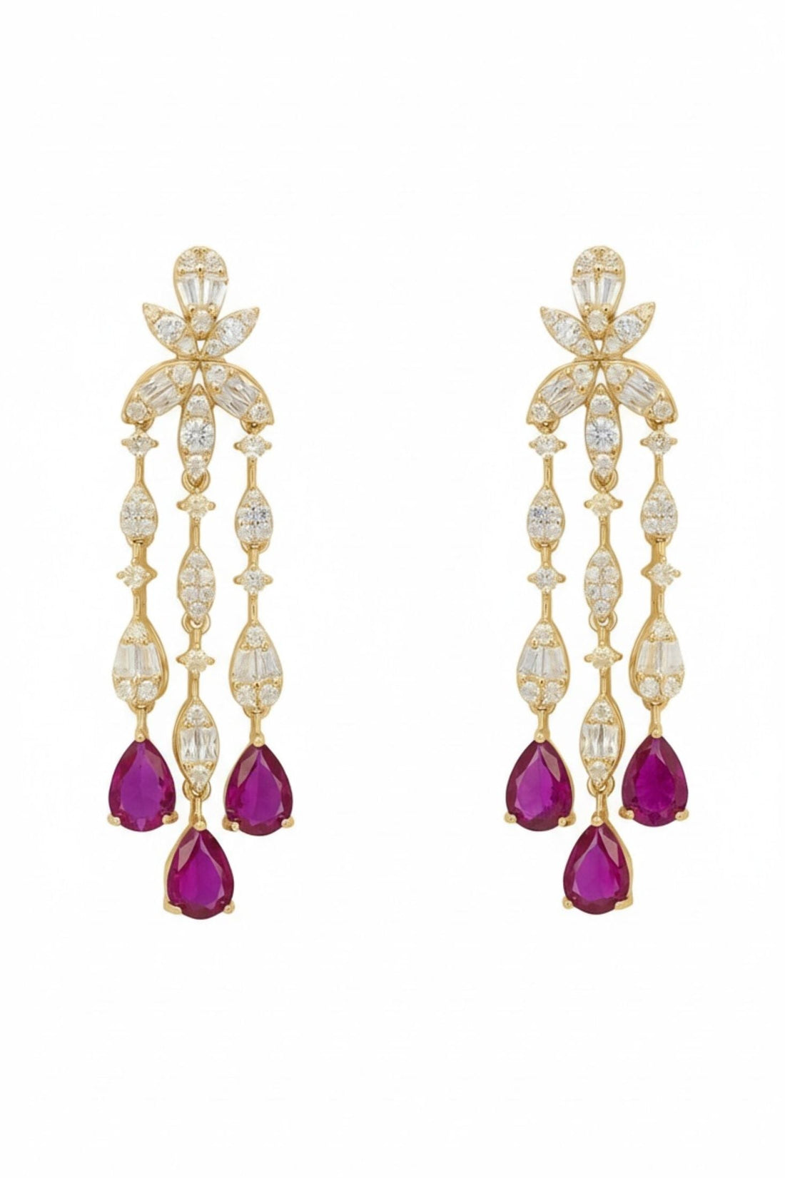 Duchess Ruby Drop Earrings Gold-0