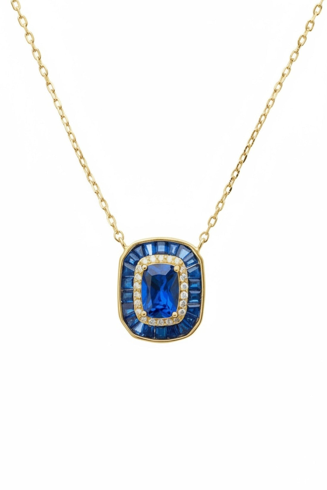 Great Gatsby Pendant Necklace Sapphire Gold-0