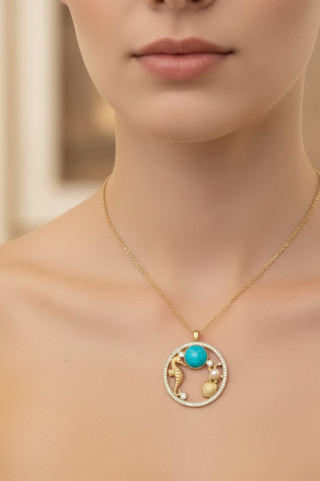 Oceanic Wonderland Necklace Turquoise Gold-1