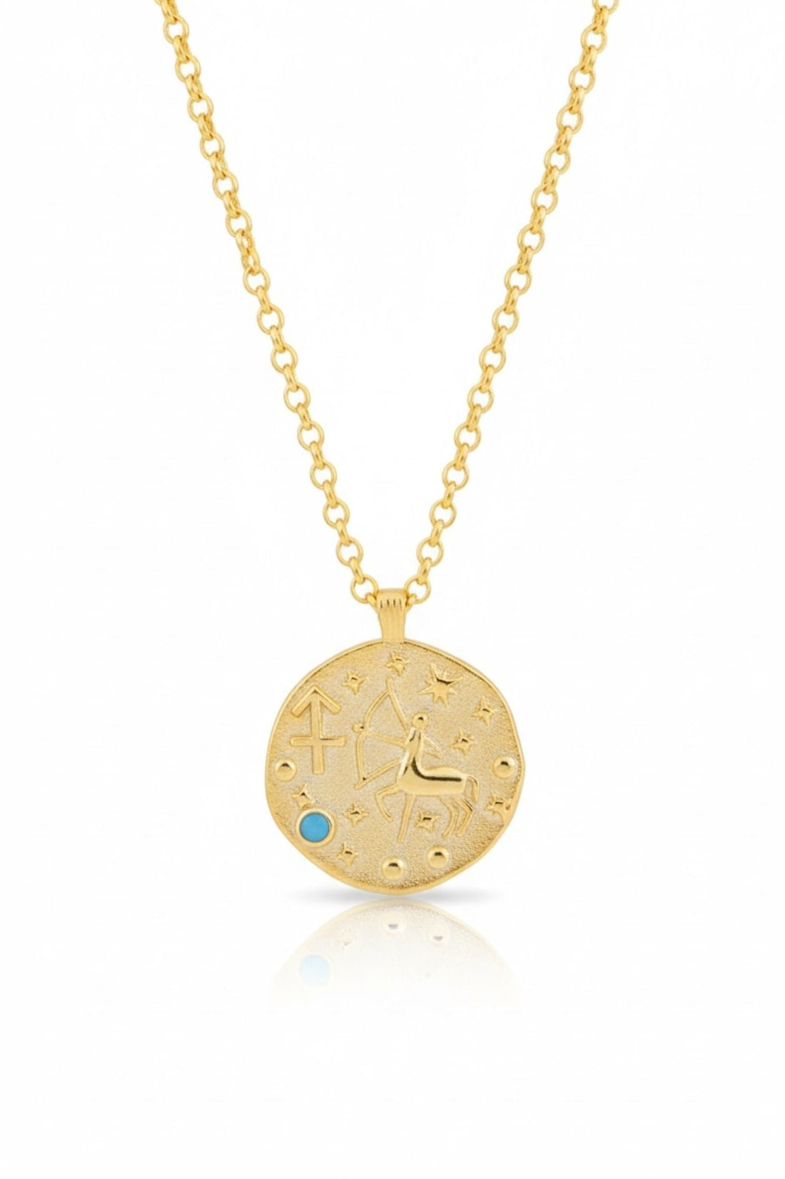 Zodiac Birthstone Talisman Necklace Sagittarius Gold-0