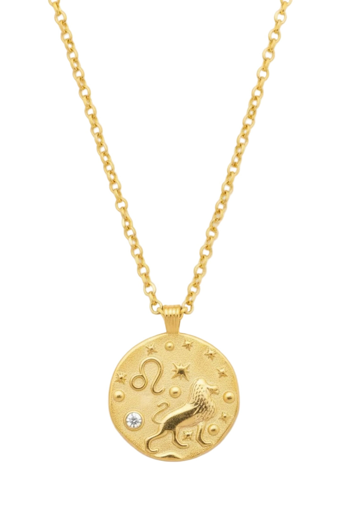 Zodiac Birthstone Talisman Necklace Leo Gold-0