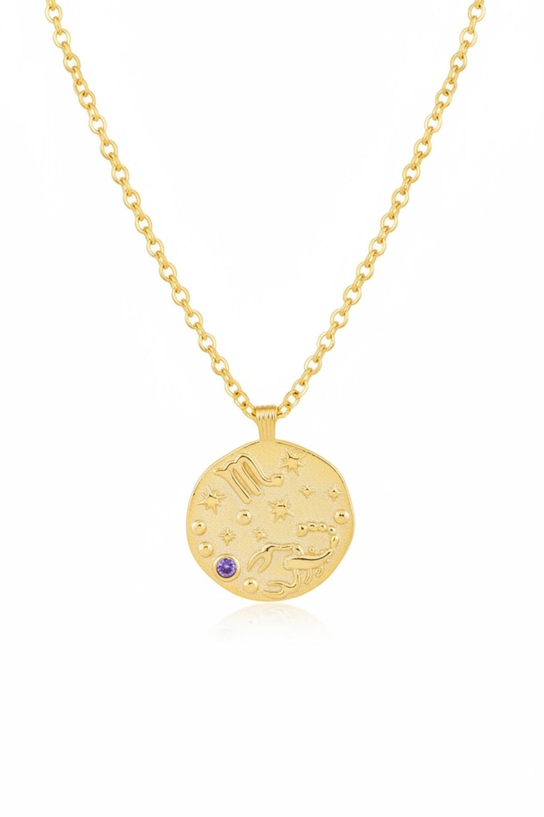 Zodiac Birthstone Talisman Necklace Scorpio Gold-0