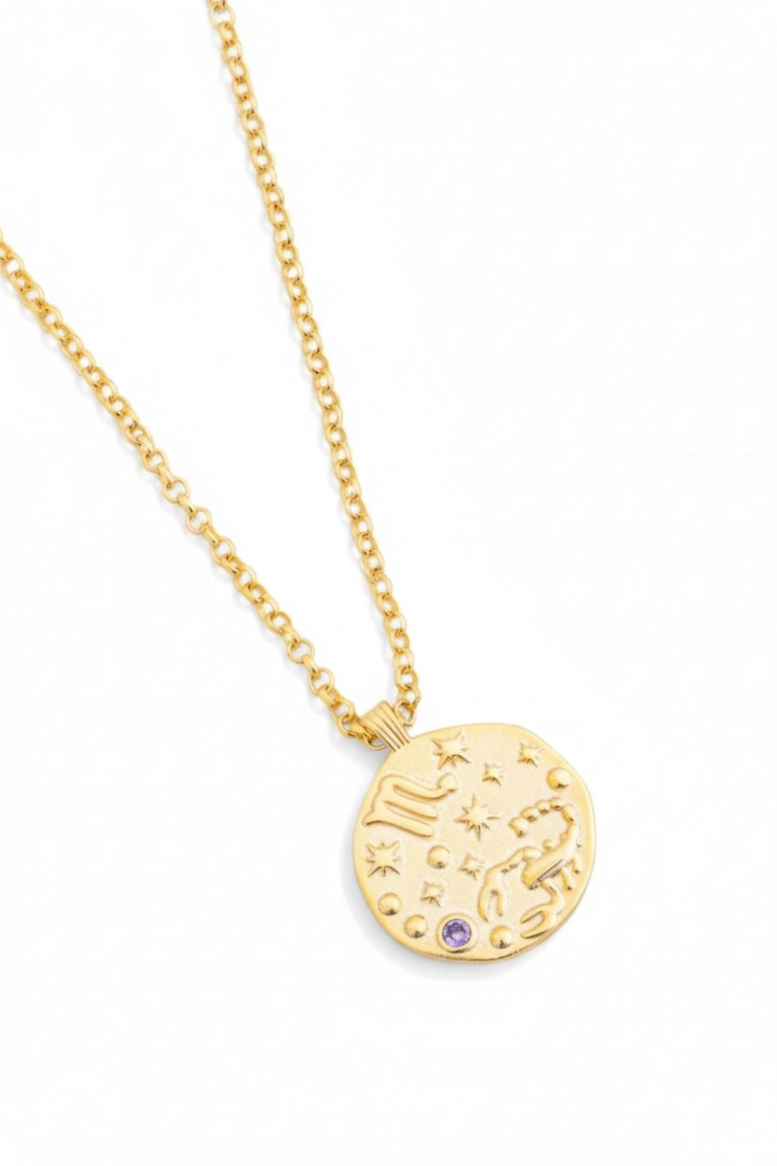 Zodiac Birthstone Talisman Necklace Scorpio Gold-3