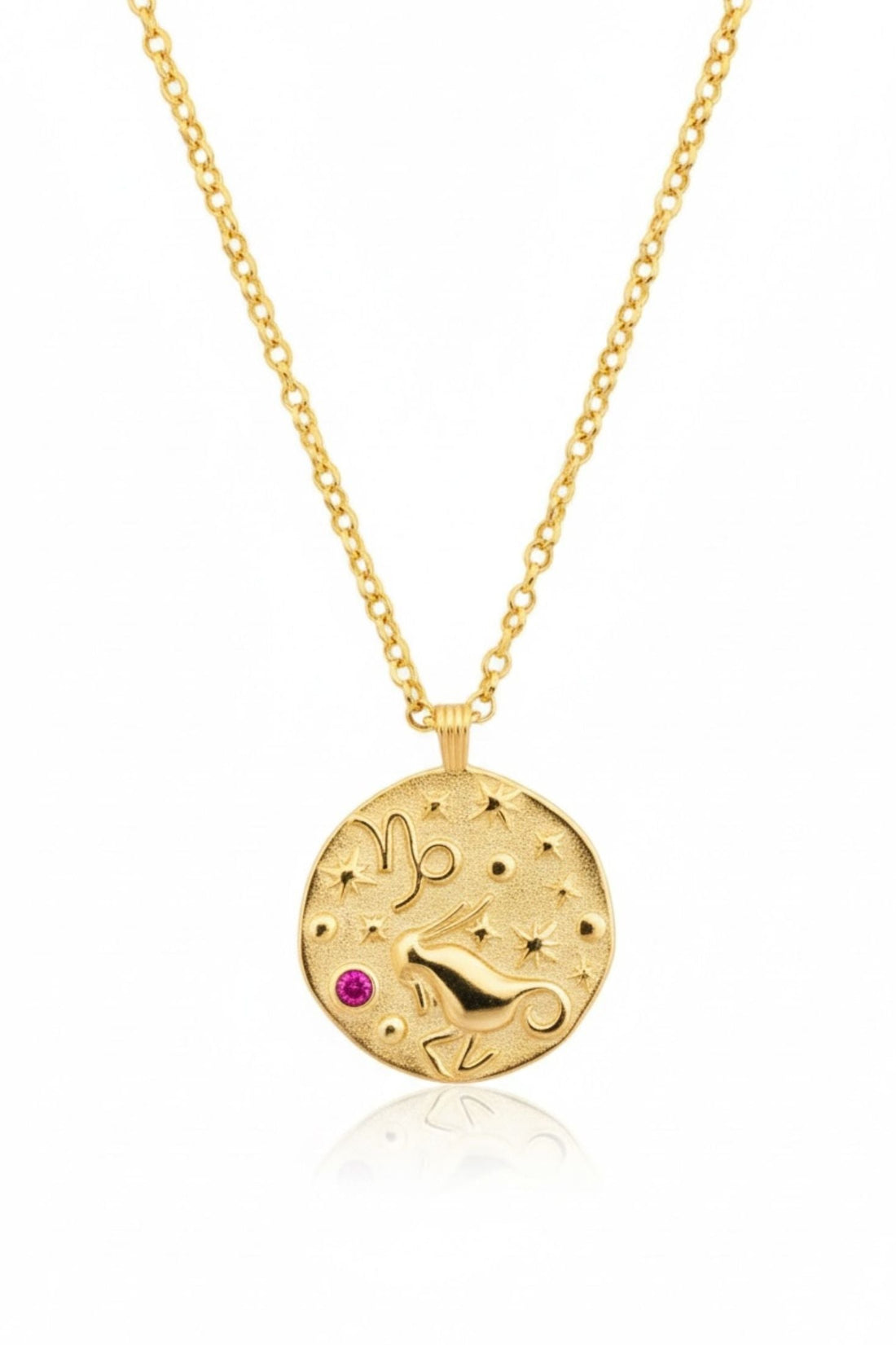 Zodiac Birthstone Talisman Necklace Capricorn Gold-0