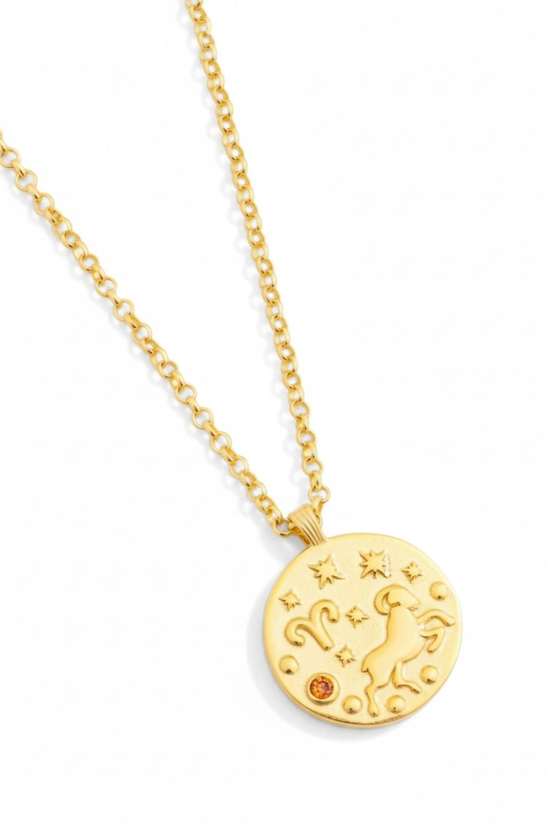 Zodiac Birthstone Talisman Necklace Aries Gold-3