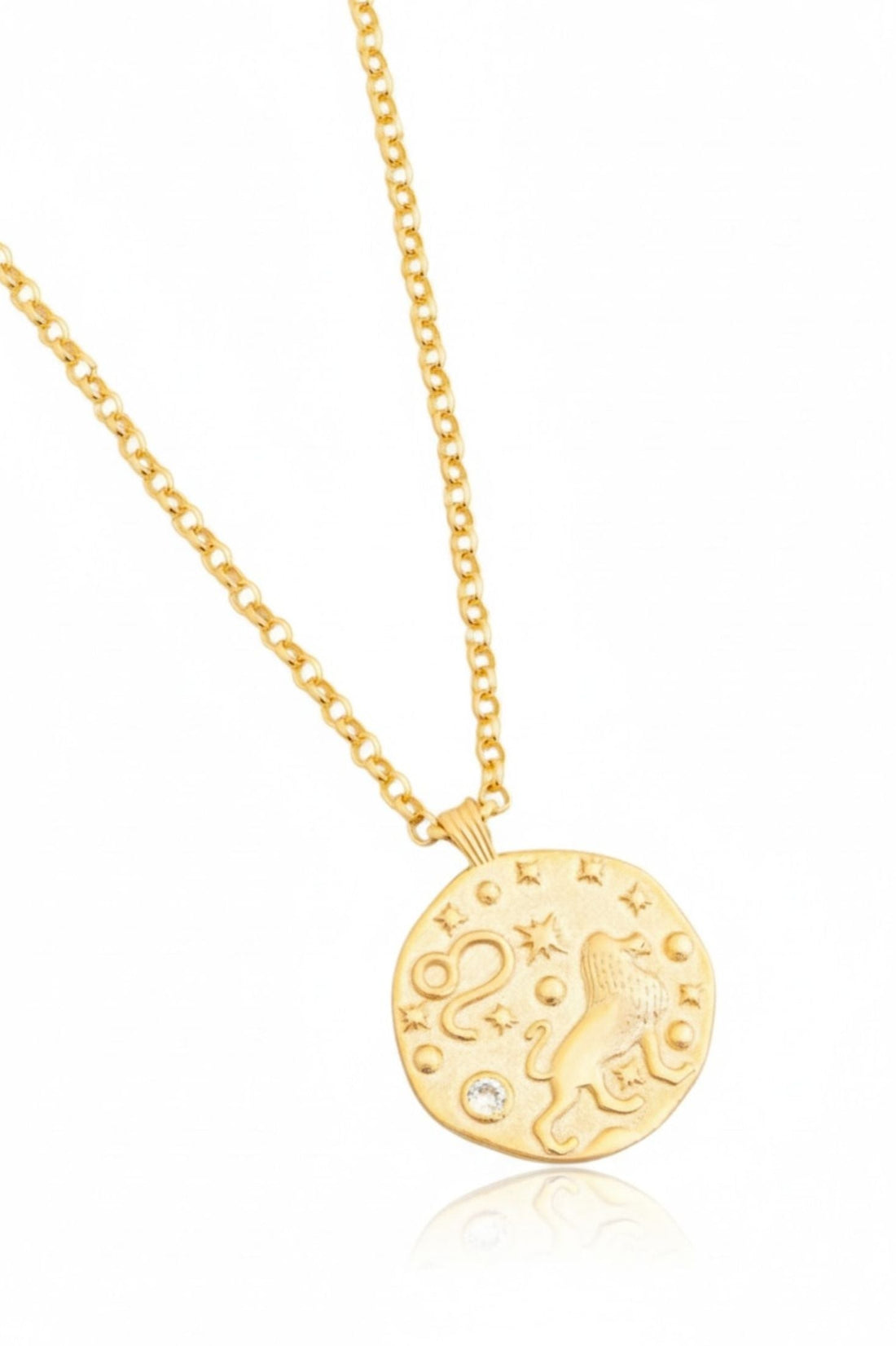 Zodiac Birthstone Talisman Necklace Leo Gold-3