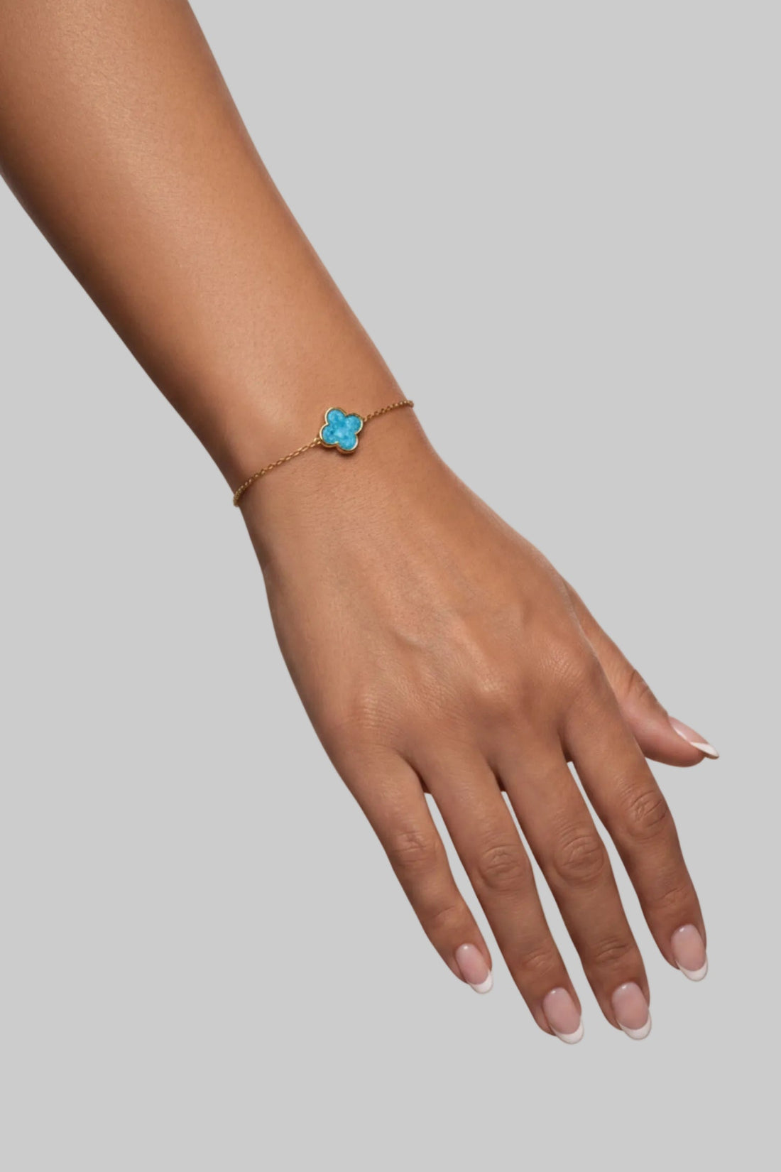 Flower Clover Blue Opal Bracelet Gold-1