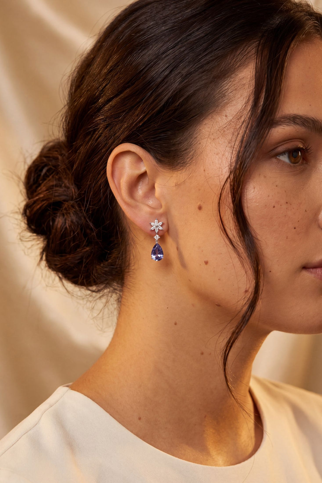 Sunflower Tanzanite Drop Earrings Silver-4