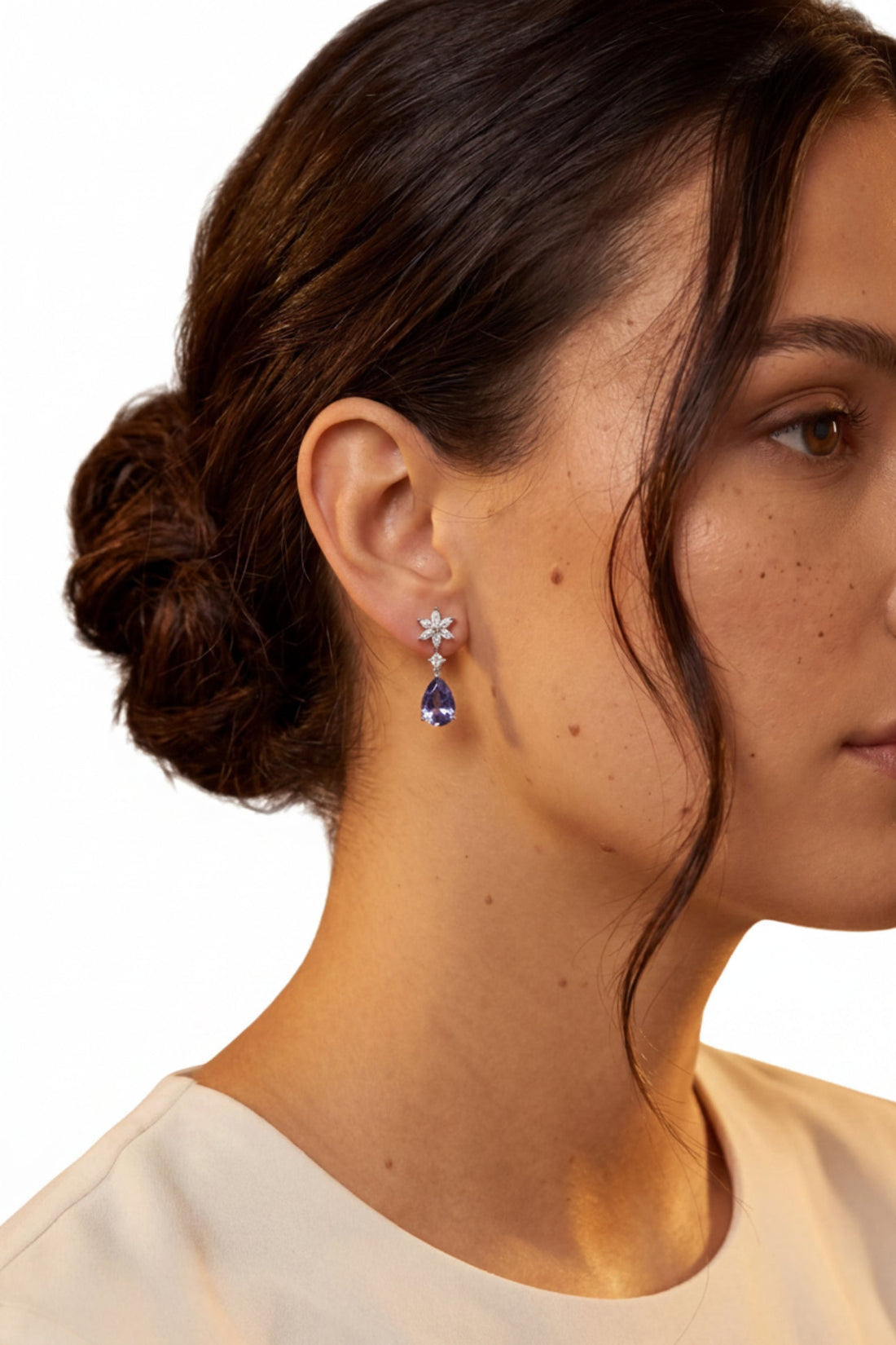 Sunflower Tanzanite Drop Earrings Silver-1