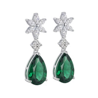 Sunflower Emerald Drop Earrings Silver-2