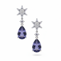 Sunflower Tanzanite Drop Earrings Silver-2