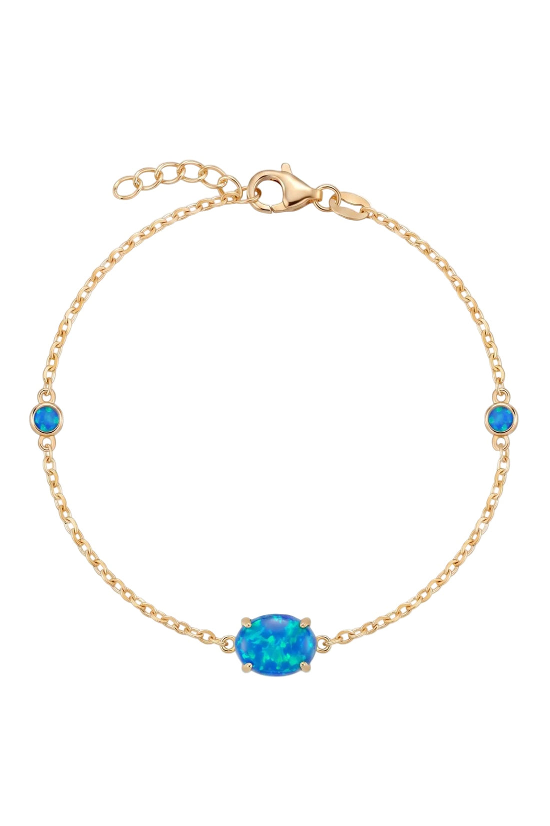Oval Blue Opal Bracelet Gold-0
