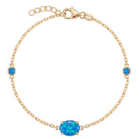 Oval Blue Opal Bracelet Gold-0