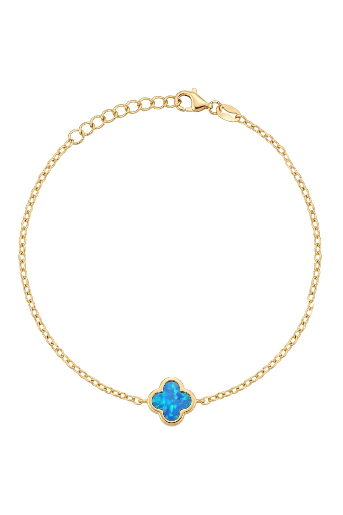 Flower Clover Blue Opal Bracelet Gold-0