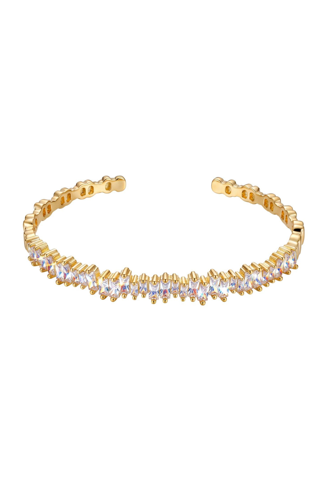 Baguette Ice Cuff Bangle Gold White-3