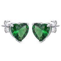 Amore Heart Emerald Stud Earrings Silver-3