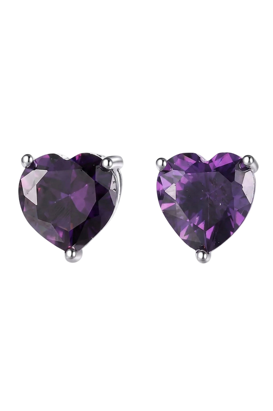 Amore Heart Amethyst Stud Earrings Silver-0