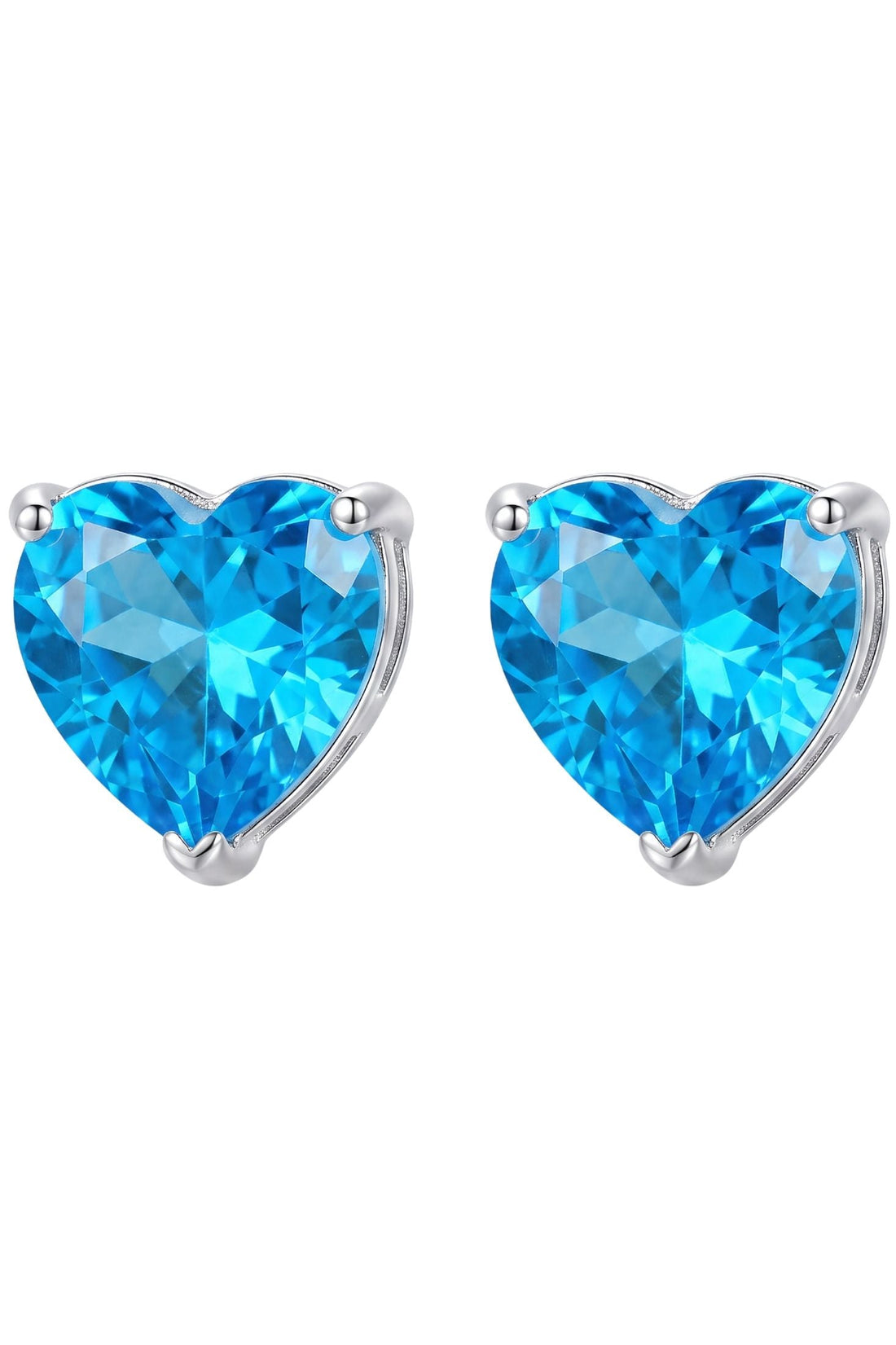 Amore Heart Blue Topaz Stud Earrings Silver-0
