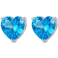 Amore Heart Blue Topaz Stud Earrings Silver-0