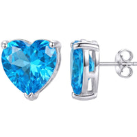 Amore Heart Blue Topaz Stud Earrings Silver-3