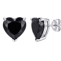 Amore Heart Black Spinel Stud Earrings Silver-2