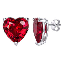 Amore Heart Garnet Stud Earrings Silver-3