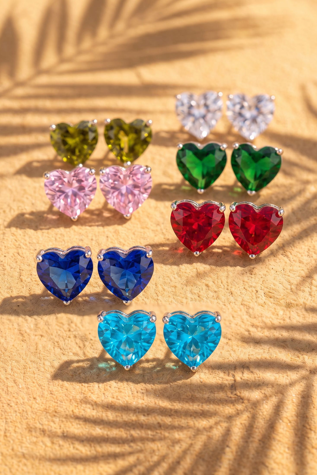 Amore Heart Garnet Stud Earrings Silver-2