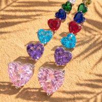 Amore Heart Emerald Stud Earrings Silver-2