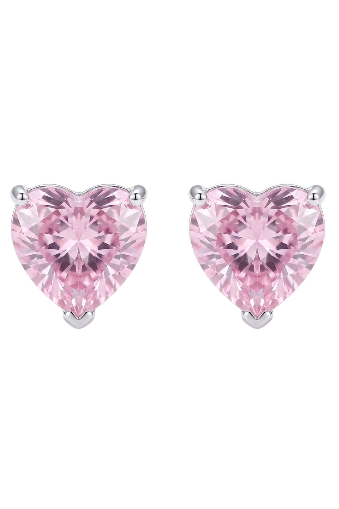 Amore Heart Morganite Stud Earrings Silver-0