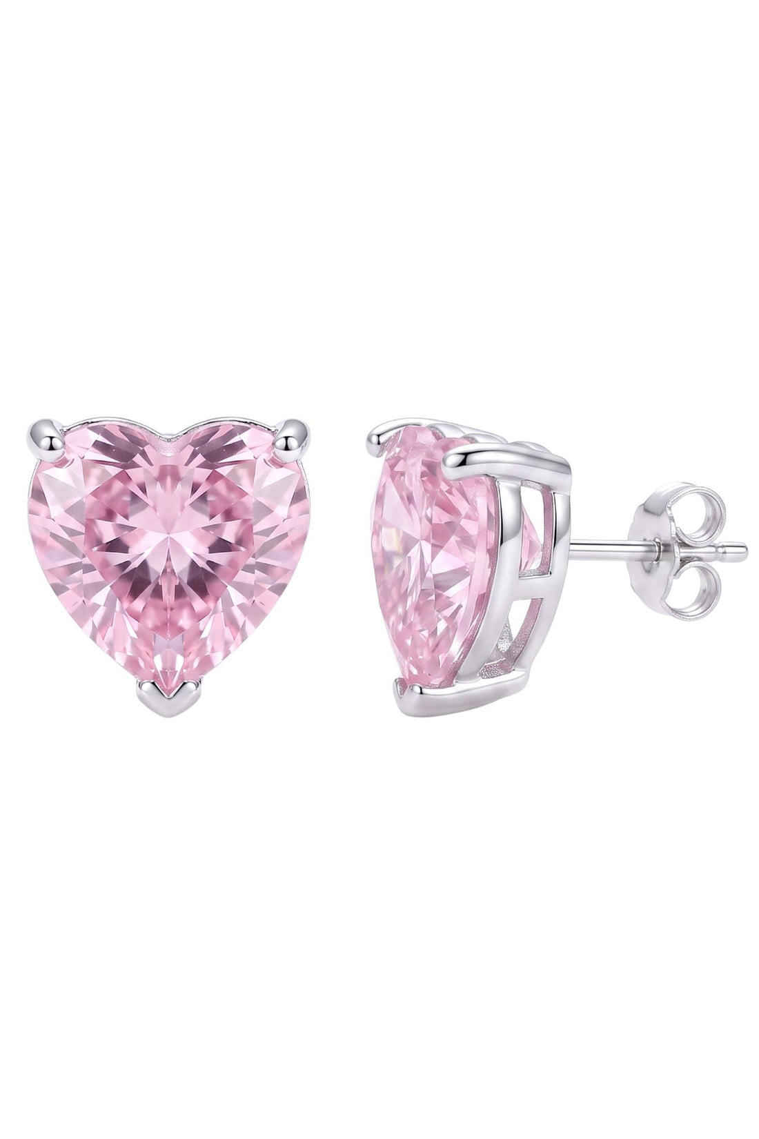Amore Heart Morganite Stud Earrings Silver-3