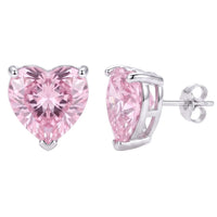 Amore Heart Morganite Stud Earrings Silver-3