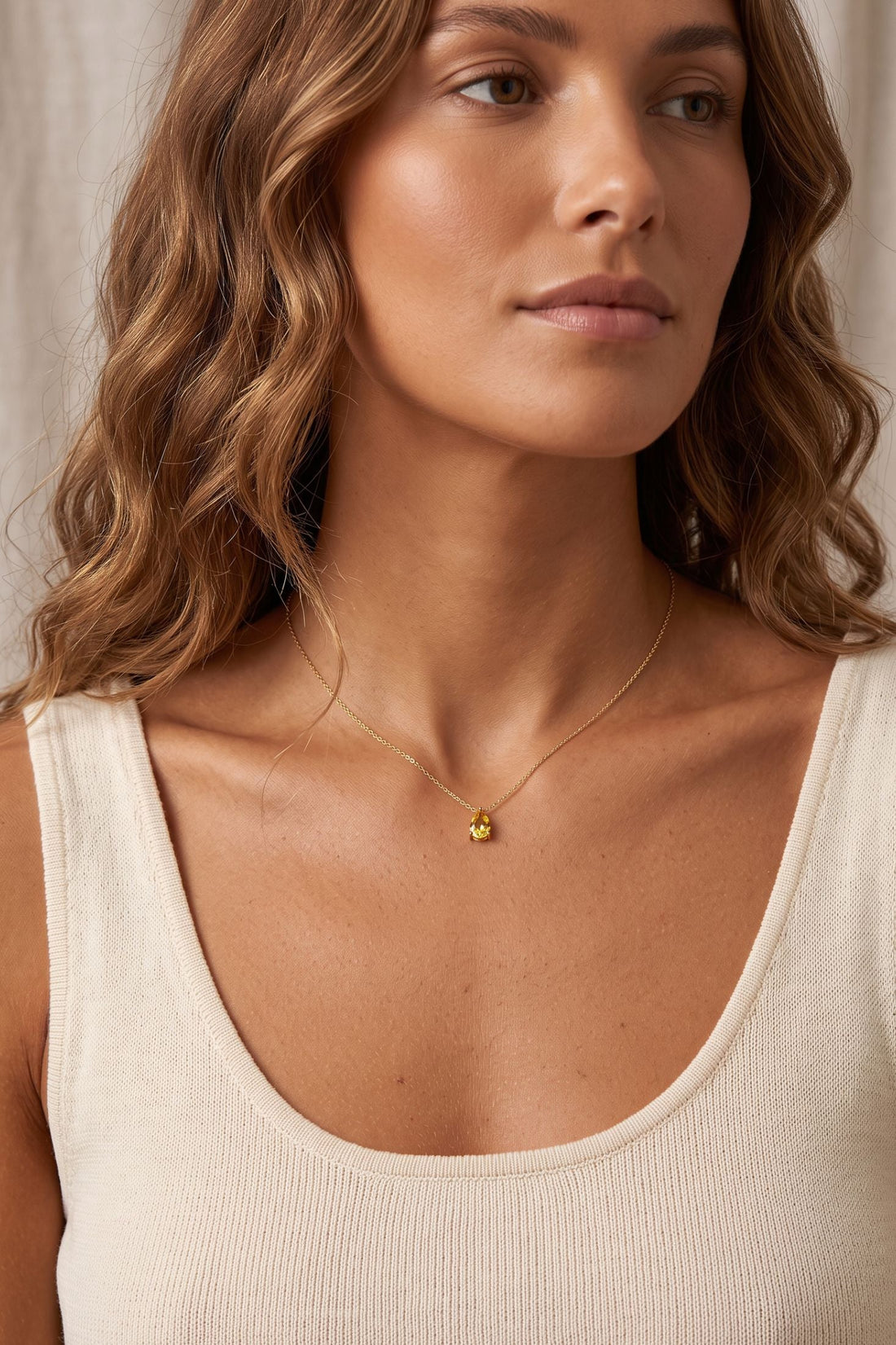Adele Teardrop Necklace Gold Citrine-1