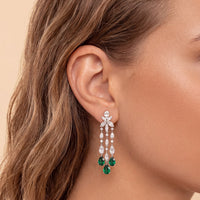 Duchess Emerald Drop Earrings Silver-3