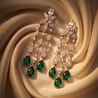 Duchess Emerald Drop Earrings Silver-4