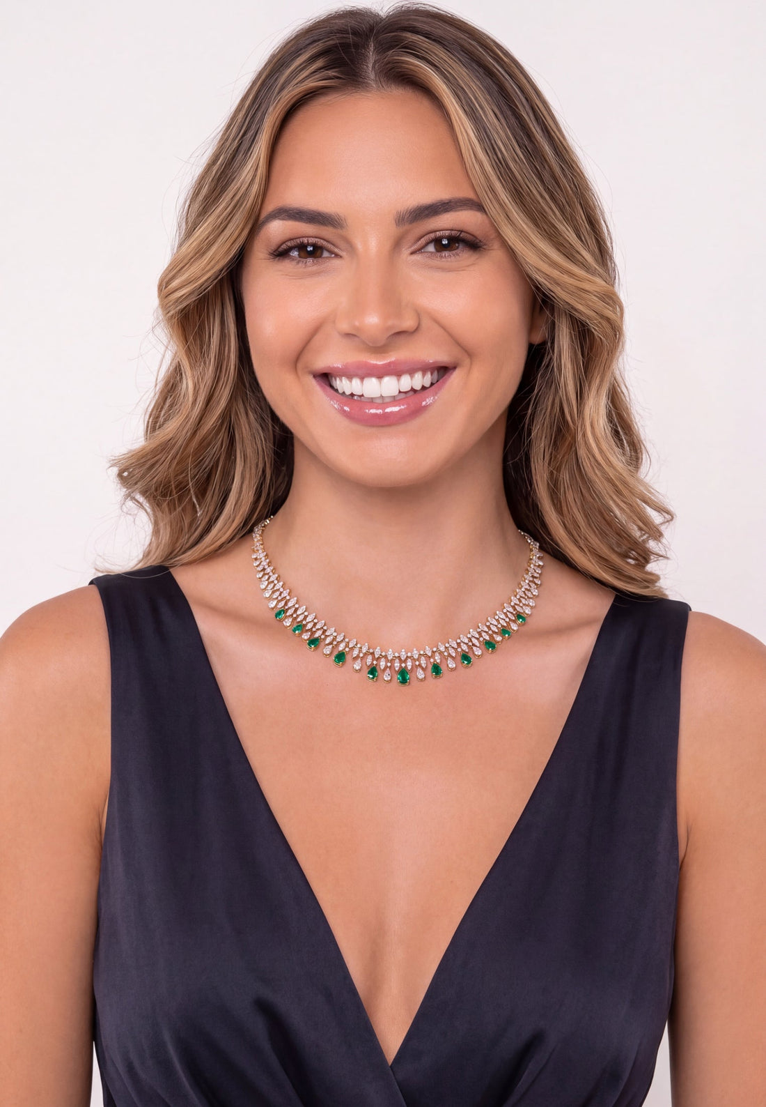 Duchess Emerald Statement Necklace Gold-1