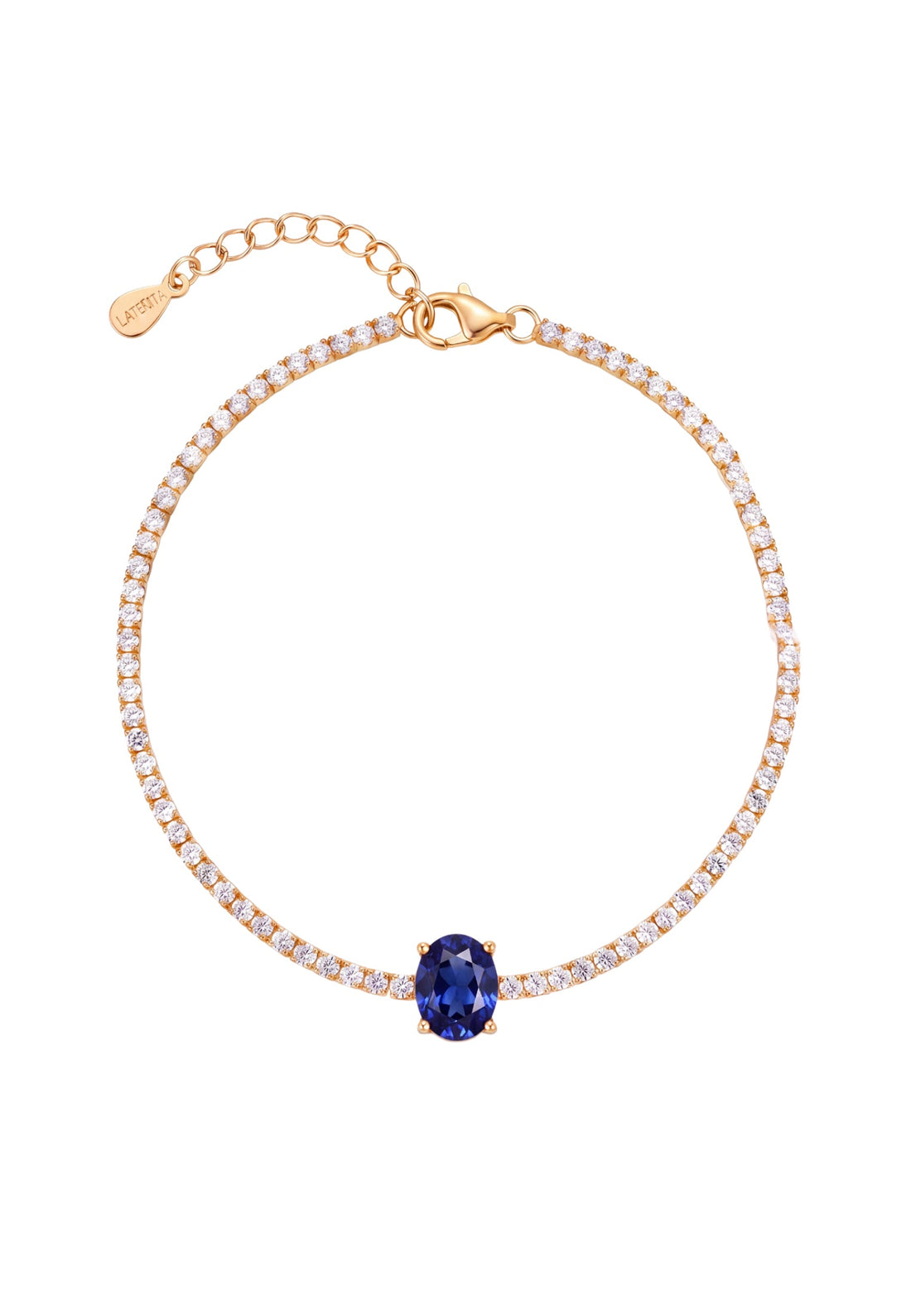 Garbo Oval Gemstone Tennis Bracelet Sapphire Gold-0