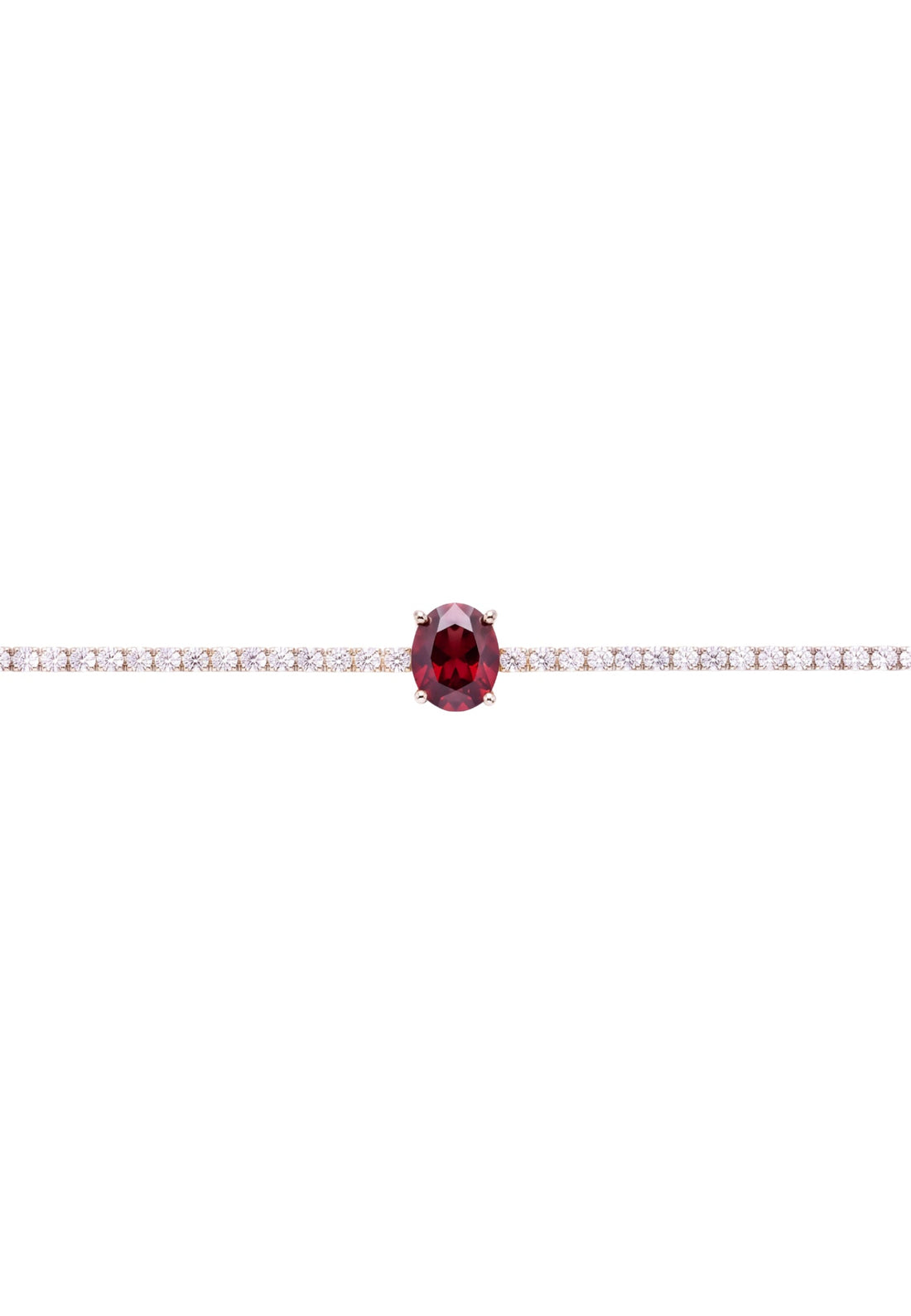 Garbo Oval Gemstone Tennis Bracelet Ruby Silver-2