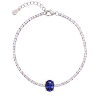Garbo Oval Gemstone Tennis Bracelet Sapphire Silver-0