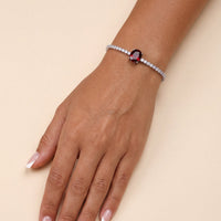 Garbo Oval Gemstone Tennis Bracelet Ruby Silver-1
