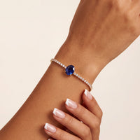 Garbo Oval Gemstone Tennis Bracelet Sapphire Gold-1