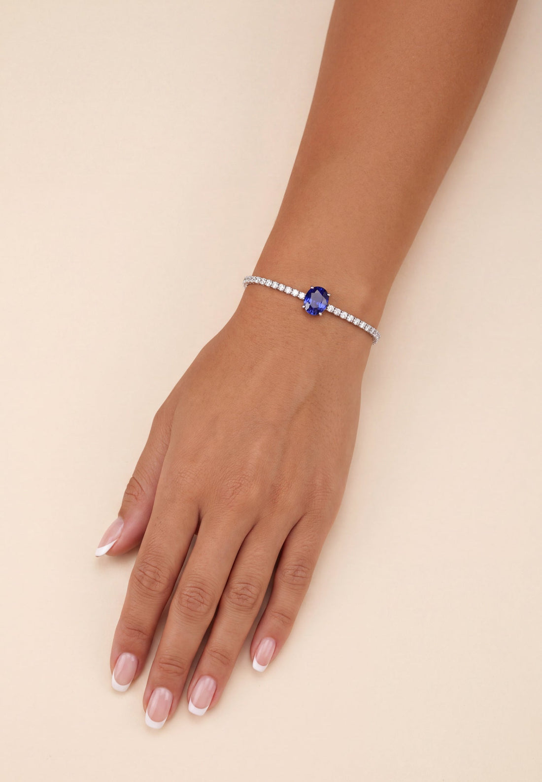 Garbo Oval Gemstone Tennis Bracelet Sapphire Silver-1
