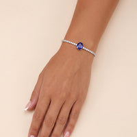 Garbo Oval Gemstone Tennis Bracelet Sapphire Silver-1