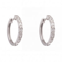 Classic Baguette Hoop Earrings Silver-0