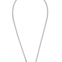 Silver chain necklace with heart-shaped mother-of-pearl pendant and small clasp