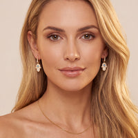 Hamsa Hand Drop Earrings Gold-2