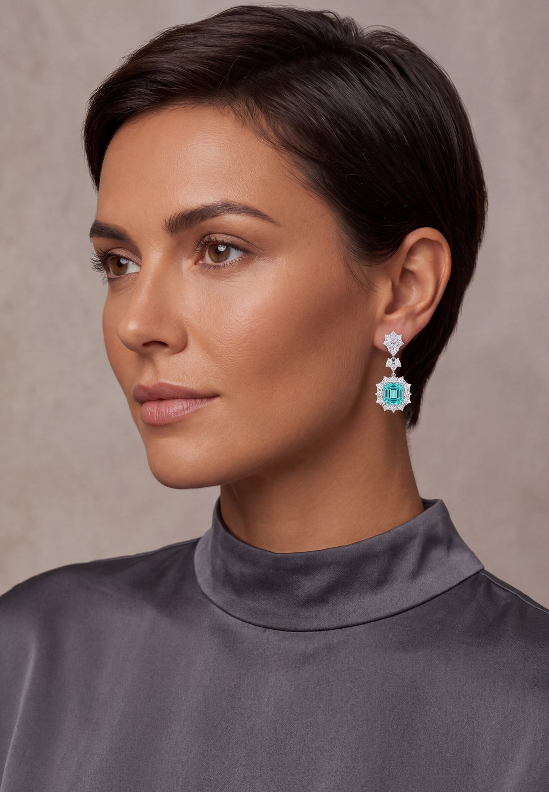 Arabella Aquamarine Drop Earrings Silver-2