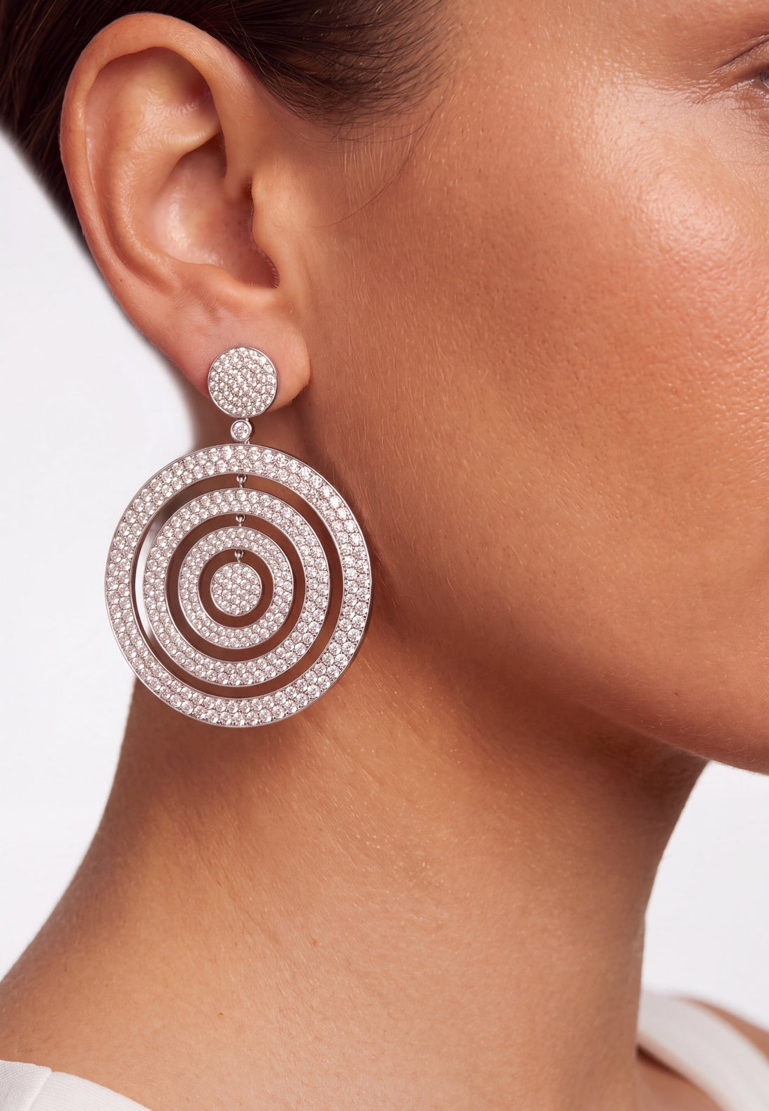 Whirlpool Trance Statement Drop Earrings Silver-4