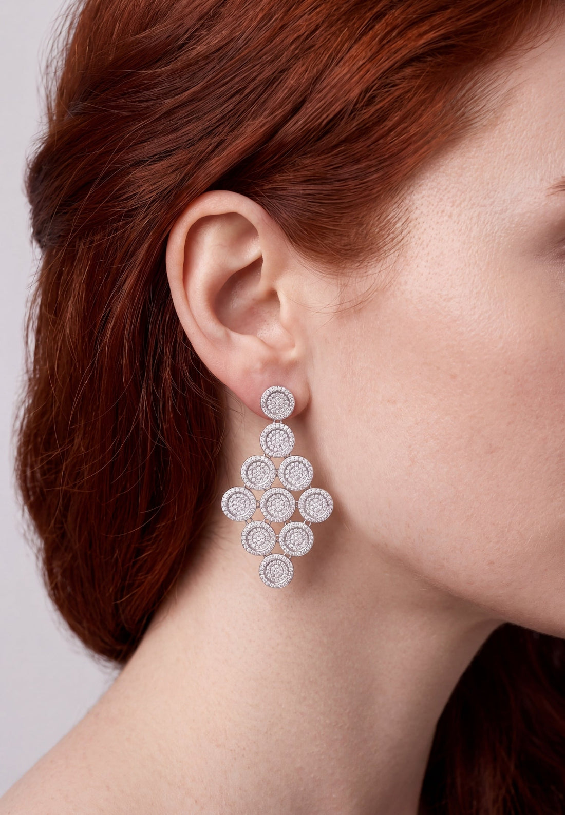 Mirage Disc Cascading Drop Earrings Silver-2